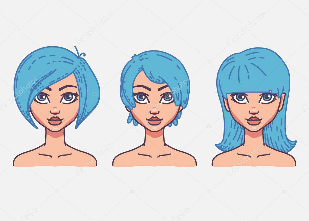 Types of female hairstyles.