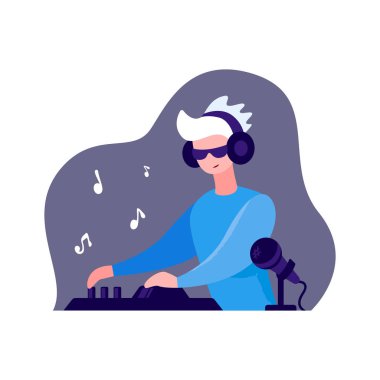 Dj standları ve gece kulübünde konsol karıştırma döner.