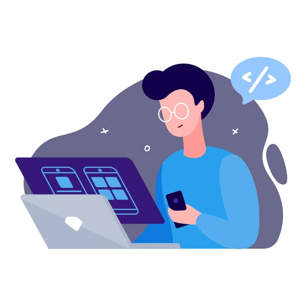 Bir adam akıllı telefon uygulaması geliştiriyor.