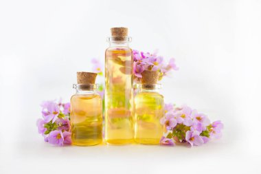 beyaz bir arka plan üzerinde güzel bir kavanoza uçucu yağ