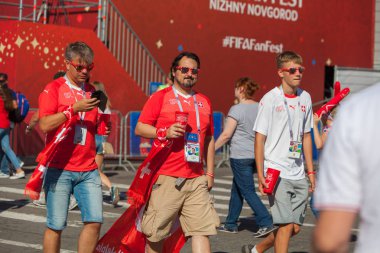 futbol taraftarları Nijniy Novgorod Rusya'da Dünya Şampiyonası'nda Festival