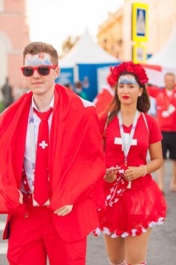 futbol taraftarları Nijniy Novgorod Rusya'da Dünya Şampiyonası'nda Festival