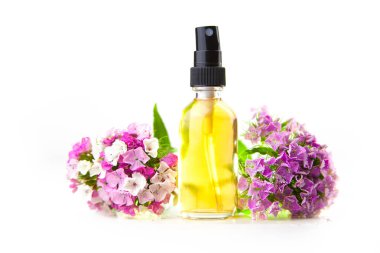 Güzel bir cam kavanozda, masanın üzerindeki çiçeklerin özü.