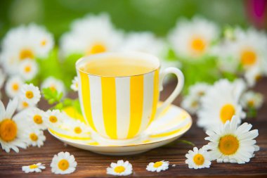 Porselen fincan yeşil çay bir tablo ile