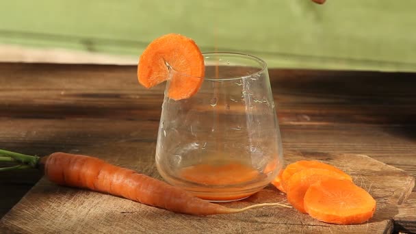 Морквяний Сік Склянці Столі — стокове відео