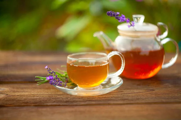 Delicious Green Tea Beautiful Glass Bowl Table — Stock Photo, Image