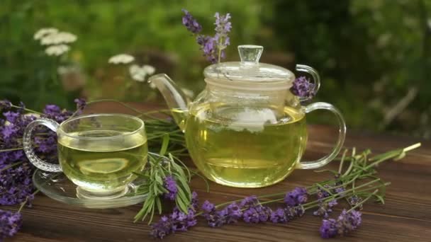 Té verde en una hermosa taza — Vídeos de Stock