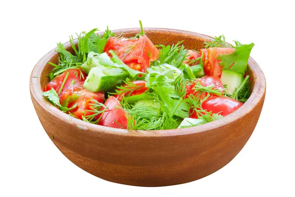 Sabrosa Ensalada Verduras Frescas Apetitosas Plato Sobre Fondo Blanco — Foto de Stock