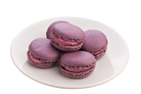 Délicieux Macarons Frais Délicieux Sur Une Assiette — Photo