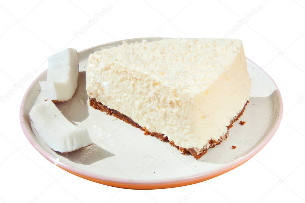 delicious cheesecake with coconut on a plate