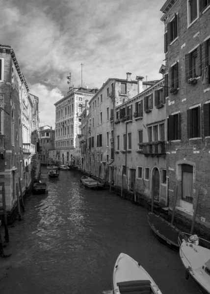 Italia Antigua Ciudad Romántica Venecia Vista Blanco Negro — Foto de Stock
