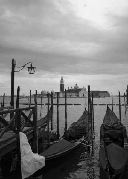 Italia Antigua Ciudad Romántica Venecia Vista Blanco Negro — Foto de Stock