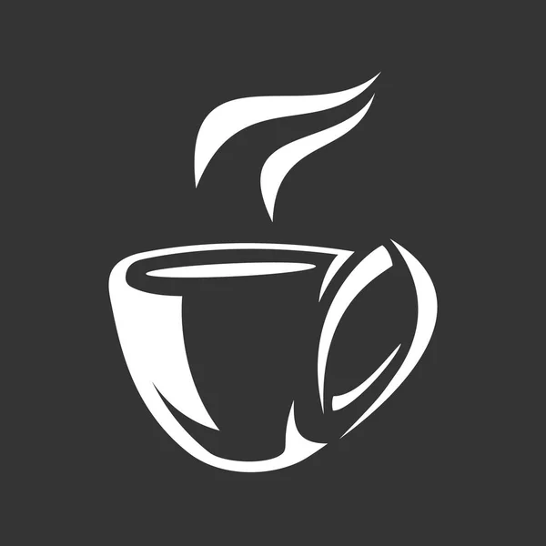 Emblema de uma caneca de café branca com vapor — Vetor de Stock