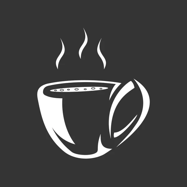 Emblema de xícara branca de café com vapor para design de menu — Vetor de Stock