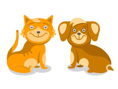 Düz bir tarzda komik evcil hayvan resimleri bir dizi