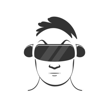 VR kask ve kulaklık kısa saç kesimi ile Adam