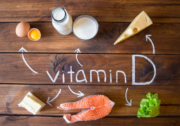 Potraviny obsahující a bohaté na vitamín D — Stock fotografie