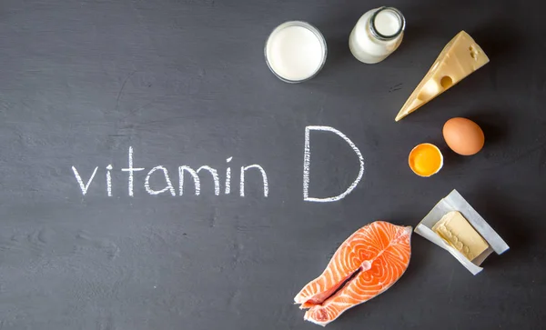 Lebensmittel, die Vitamin D enthalten und reich an Vitamin D sind Stockbild