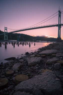 St Johns Köprüsü, Portland Oregon Gün batımında