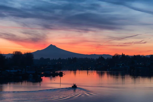 Salida Del Sol Sobre Hood Columbia River Portland Oregon — Foto de Stock