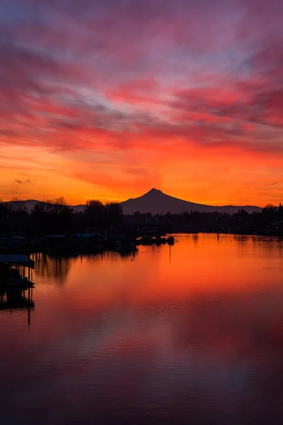 Sonnenaufgang Über Hood Und Columbia River Portland Oregon — Stockfoto