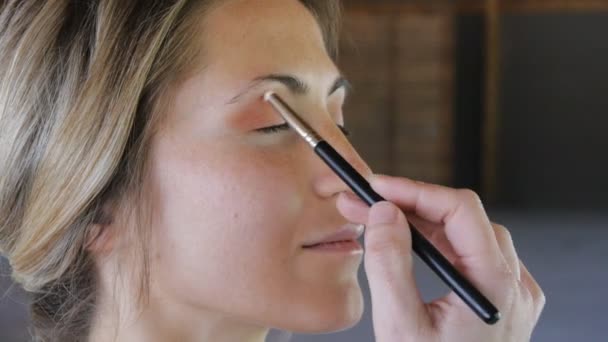 Professionele make-up artiest op het werk. — Stockvideo