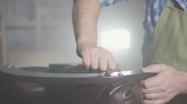 bir önlük portre profesyonel erkekte sakal atölye ile sandalye yükleme de devreye kadar yakın