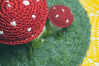 El yapımı yün örme mantar arka plan