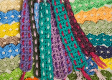 El yapımı örme yün şeritler doku arka plan