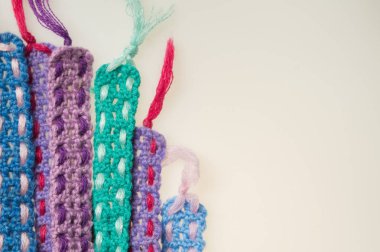 El yapımı örme yün şeritler doku arka plan