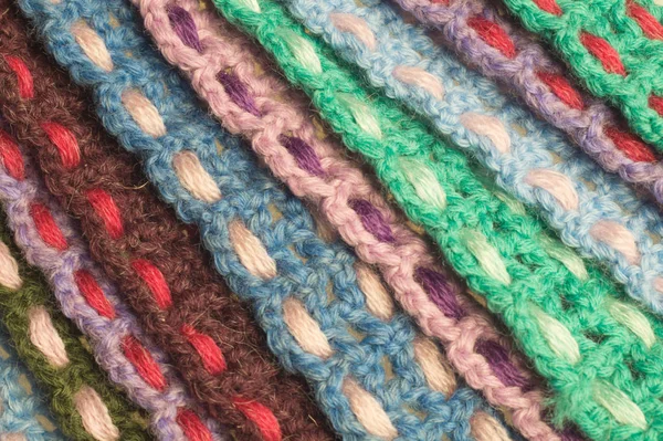 Handmade knitting wool strips texture. Abstract handmade background