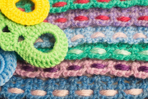 Handmade knitting wool strips texture. Abstract handmade background — Stock Photo, Image