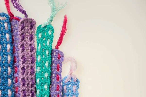 El yapımı örme yün şeritler doku arka plan