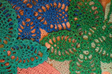 El yapımı örme yün battaniye doku renkli arka plan. Soyut El yapımı