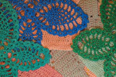 El yapımı örme yün battaniye doku renkli arka plan. Soyut El yapımı