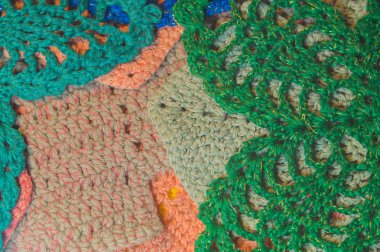 El yapımı örme yün battaniye doku renkli arka plan. Soyut El yapımı