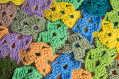 Soyut El yapımı arka plan. El yapımı örme renkli yün doku