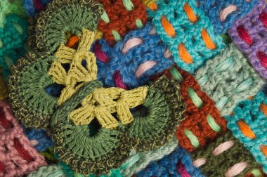 El yapımı örme renkli yün doku arka plan