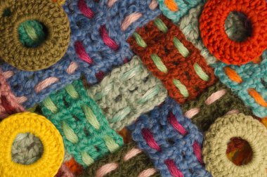 El yapımı örgü renkli texure yün arka plan