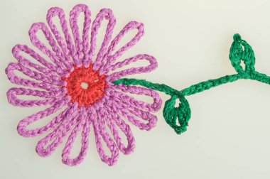 El yapımı yün örme çiçek renkli doku arka plan