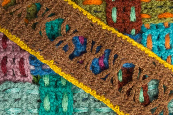 Тло текстури в'язаної кольорової вовни ручної роботи — стокове фото