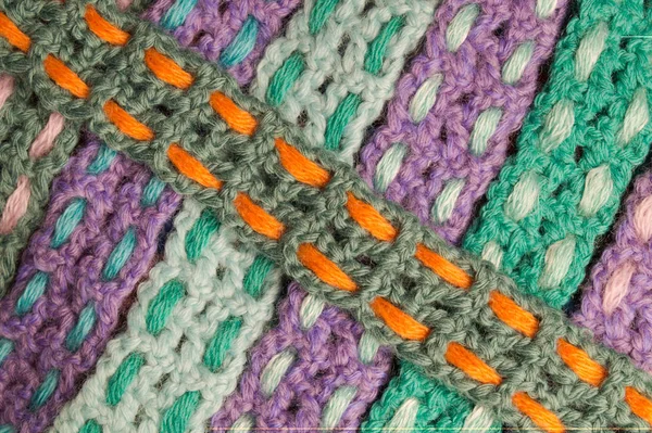 Lã artesanal tricotado fundo textura colorida — Fotografia de Stock