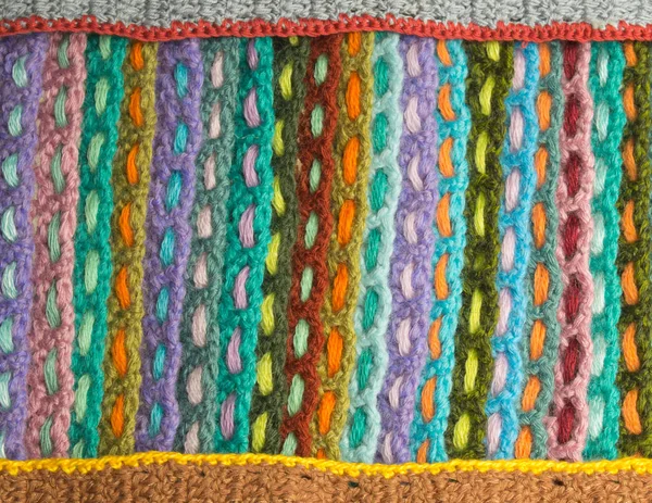 Lã artesanal tricotado fundo textura colorida — Fotografia de Stock