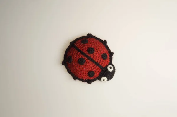 Sac ladybag tricoté à la main isolé sur blanc — Photo