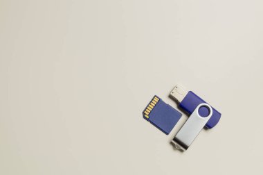 Sürücüler ve Memory Stick. Beyaz arka planda izole