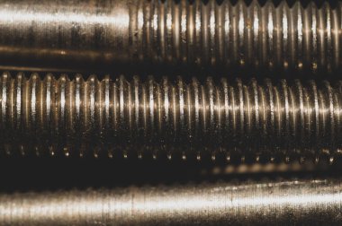 Çelik vidalar yakın. cıvata ipliği. bağlantı elemanları arka plan. çalışma aracı