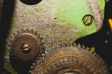 Endüstriyel makine dişlileri. mekanizmanın detayı. makine eski cogwheels