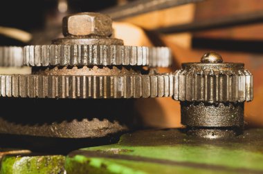 Endüstriyel makine dişlileri. mekanizmanın detayı. makine eski cogwheels