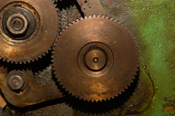 Engrenagens da máquina industrial. detalhe do mecanismo. rodas dentadas velhas de máquinas — Fotografia de Stock