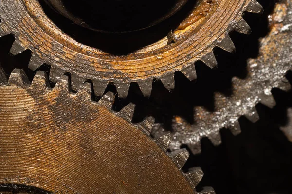Gears of industrial machine. detail of mechanism. old cogwheels of machinery